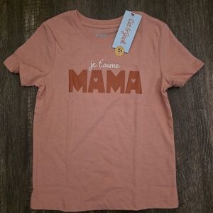 Cat & Jack Orange 'Je t'aime Mama' Short Sleeve Tee